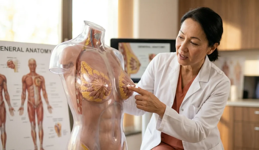 Brustuntersuchung liegender anatomischer Modell