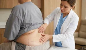 clinical 360 liposuction exam doctor patient back midsection