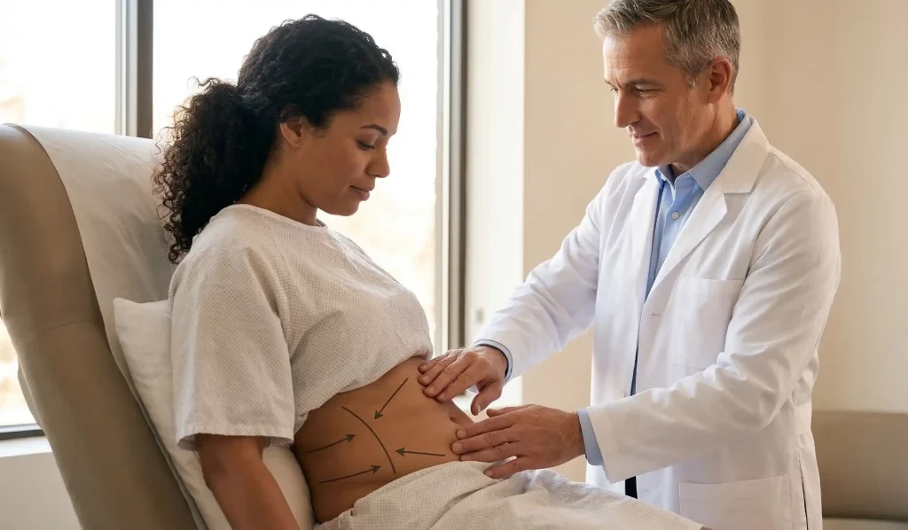 examen clinic de liposucție 360 doctor pacient zona mediană