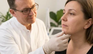 clinical consultation chin liposuction neck skin examination