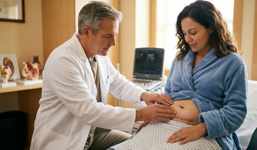examinare clinică, verificare serom după abdominoplastie
