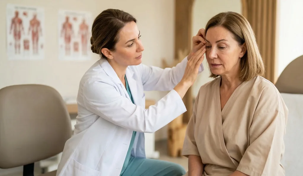 klinische Augenlidstraffung Arzt Patient Untersuchung