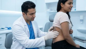 doctor examining 360 lipo patient skin smoothness