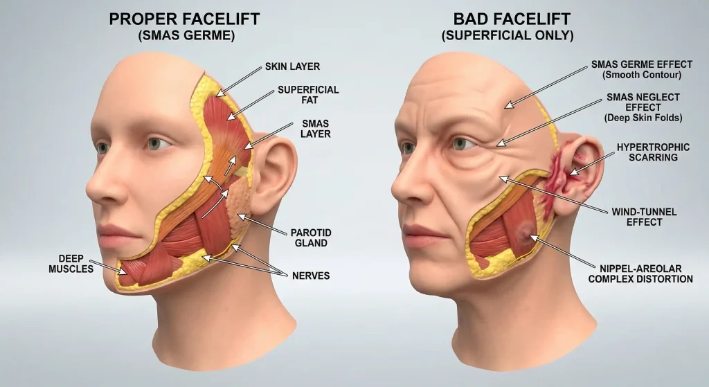 facelift bad signs anatomical 3d model