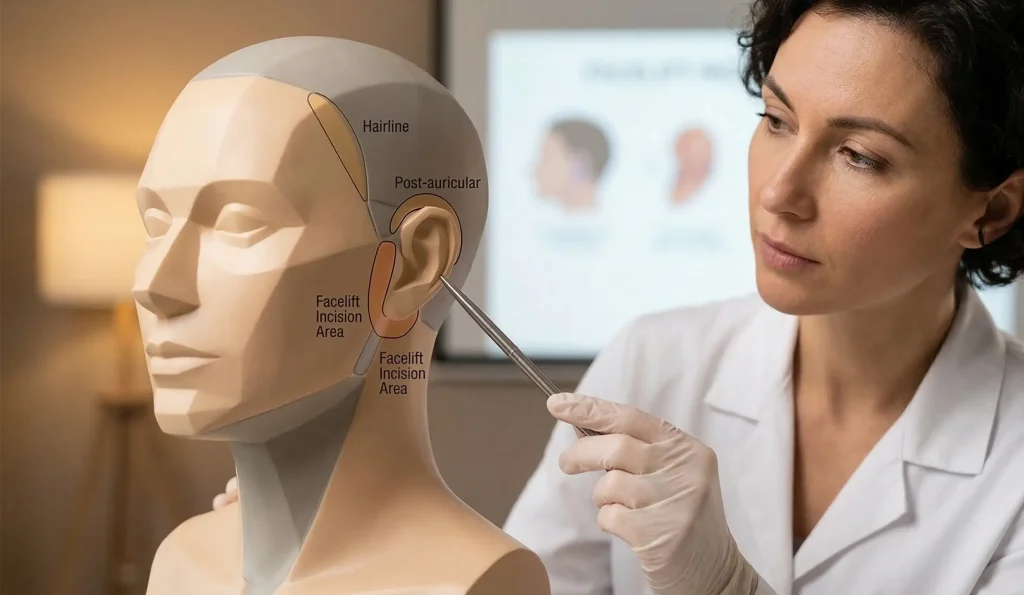facelift otoplasty marking model