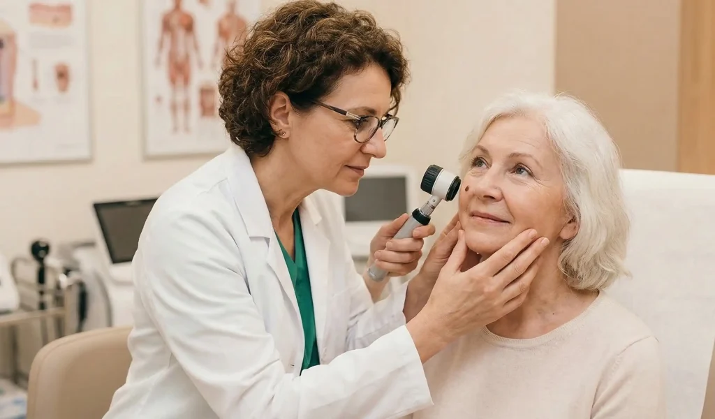 mole removal face safety dermatological examination