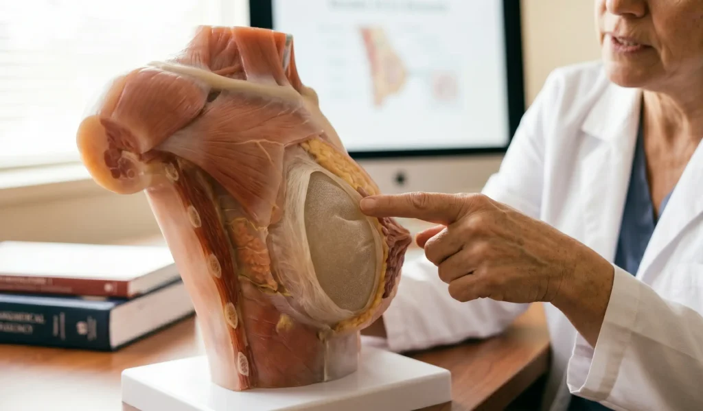 anatomisches 3D-Modell Arzt erklärt en bloc Entfernung
