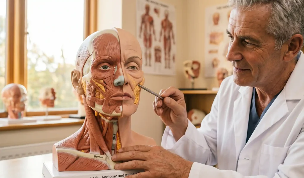 modello anatomico 3D del volto, repositioning dei tessuti