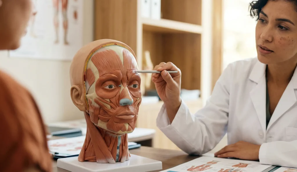model anatomic botox sprânceană indicând