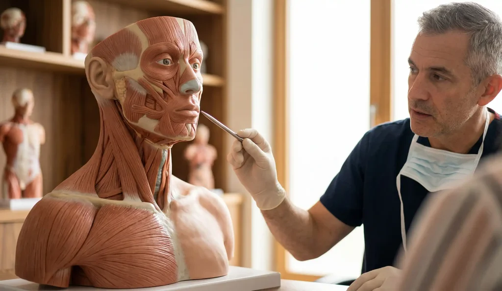 anatomik model yüz sarkmasını tartışıyor