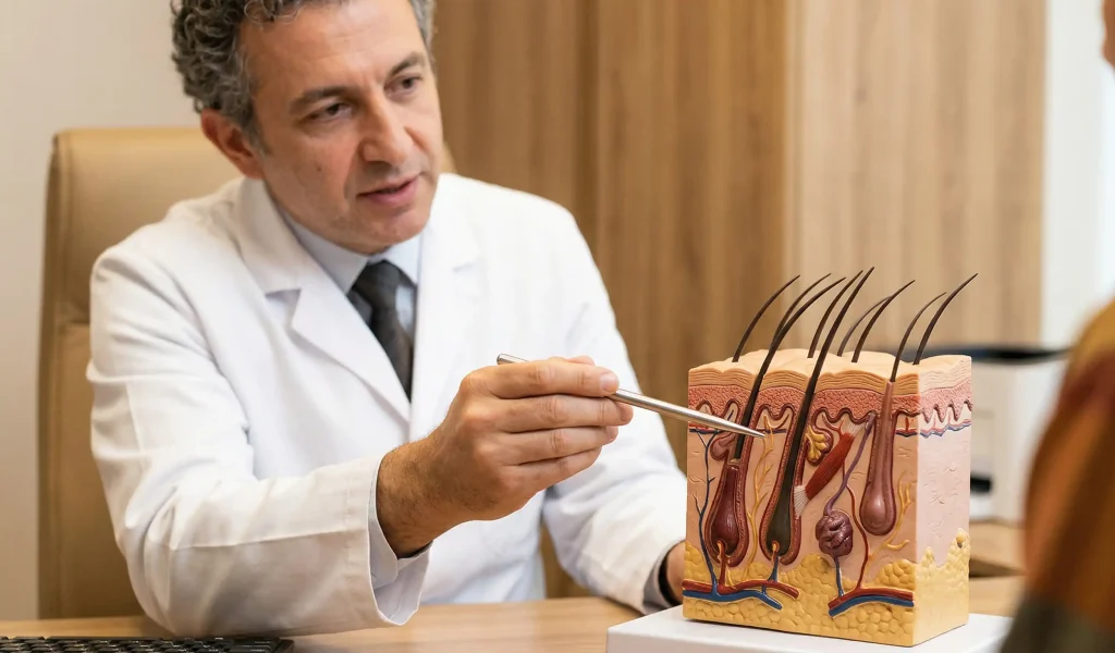 anatomik model saç folikülü beslenmesi