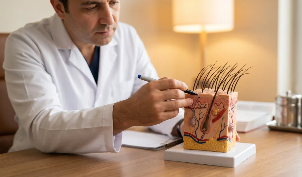 anatomi modeli çekiş alopecisi tedavisini işaretliyor
