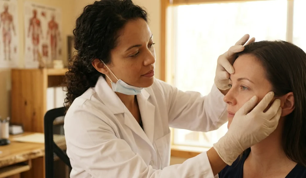 botox sonrası tedavi doktor hasta muayenesi