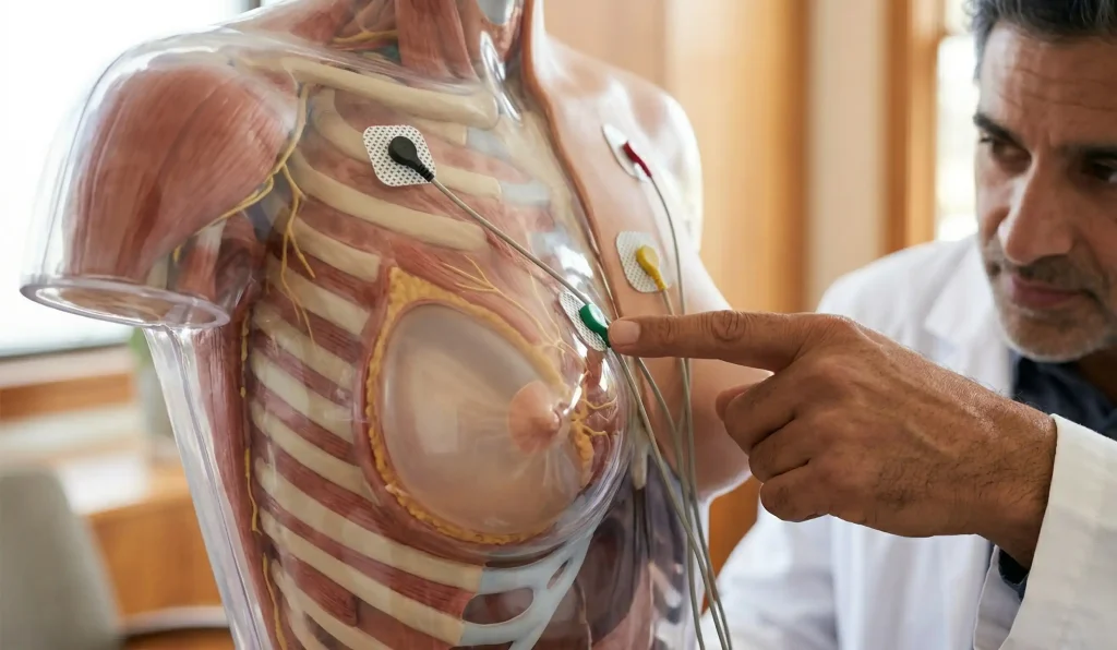 breast implant ekg anatomy model