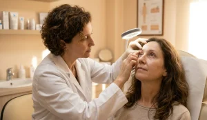 clinical examination blepharoplasty scar patient doctor