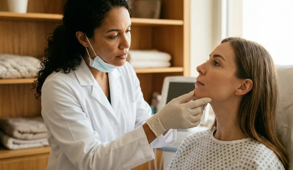 klinik muayene çene implantı doktor hasta