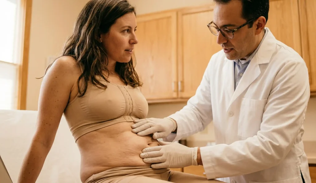 klinische Untersuchung der Hautstraffung nach Liposuktion