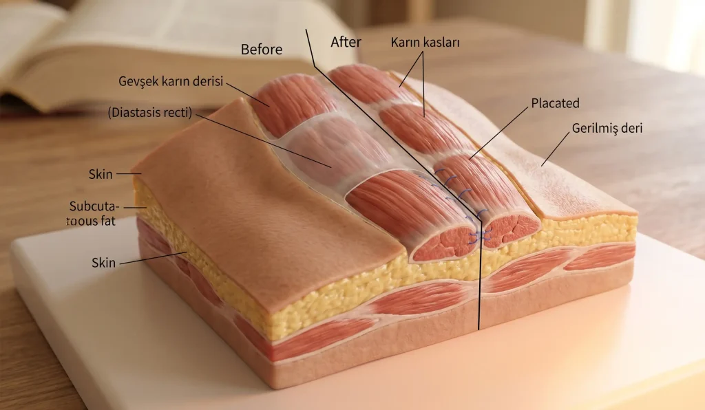 3D anatomisches Modell zeigt Bauchstraffung