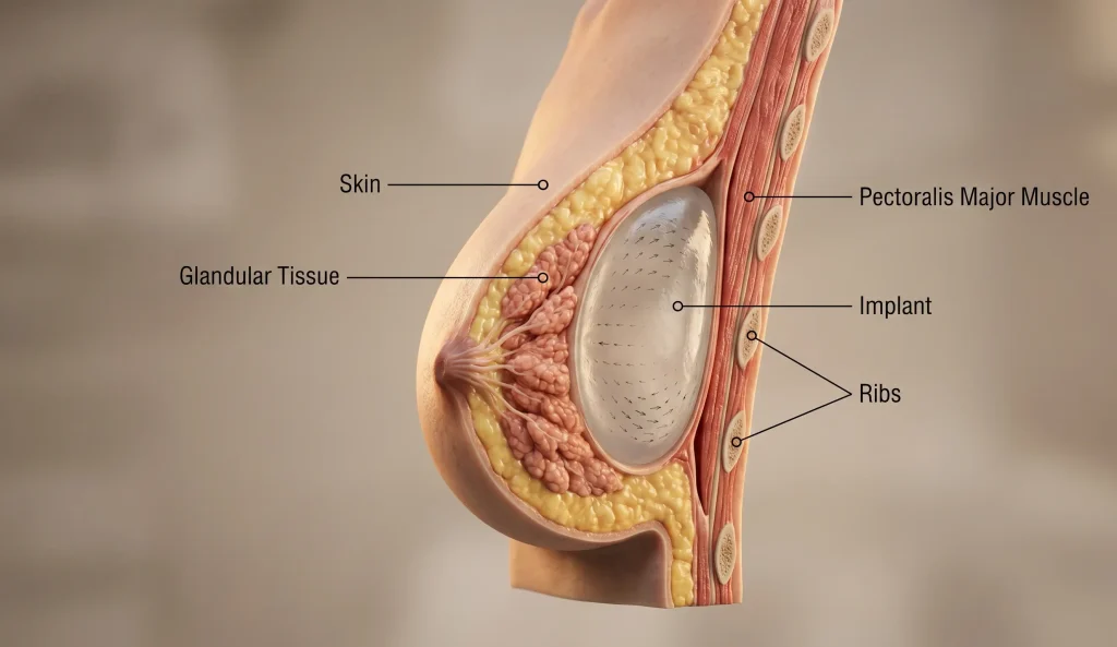 modello 3d dinamiche di rimbalzo dell'impianto mammario