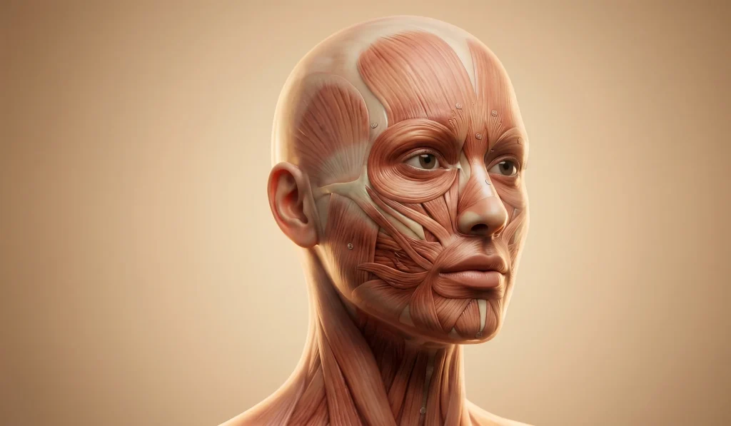 modello 3d anatomico punti iniezione muscoli facciali