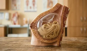 anatomical model breast implant intracapsular rupture linguine sign