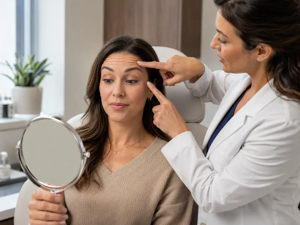 esame dei movimenti della fronte con botox