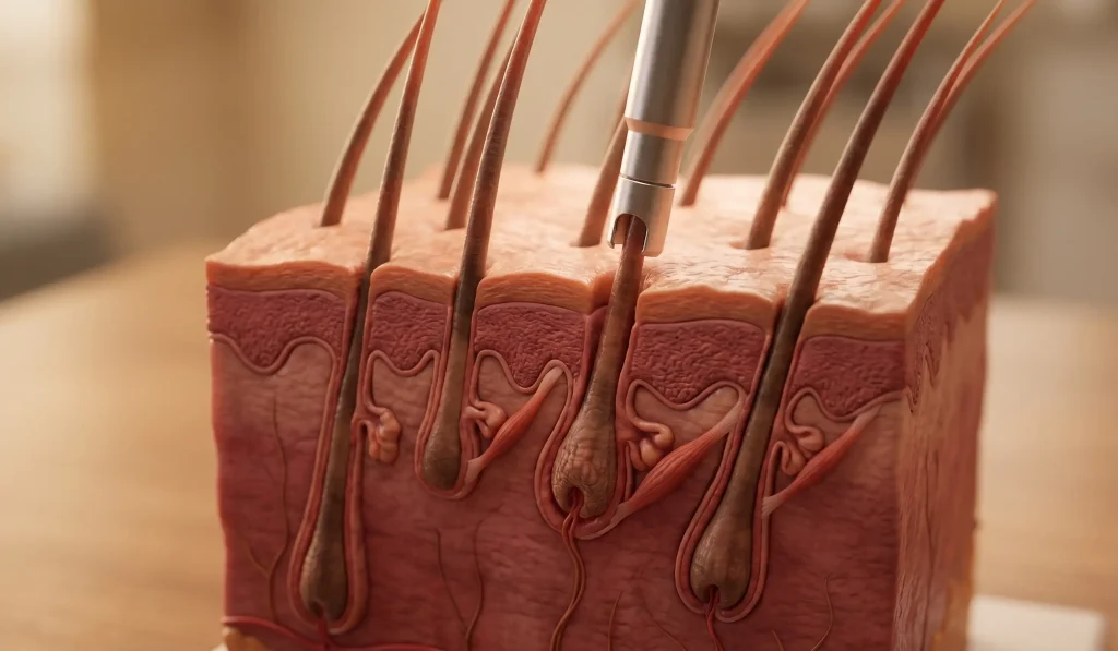 modello anatomia follicolo pilifero estrazione fue