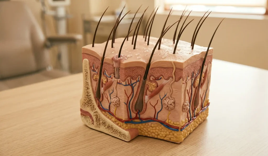 model anatomo-structural al graftului de transplant de păr