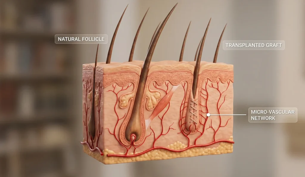 model 3d realist secțiune transversală scalp folicul