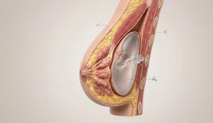 anatomical render silicone implant leak pathway