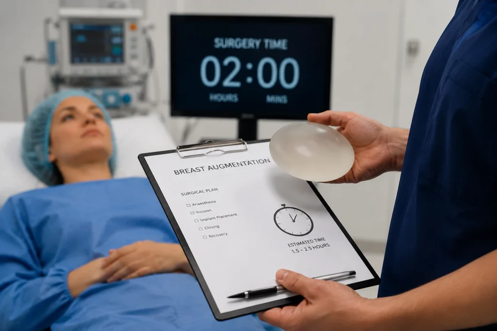 breast implant procedure duration surgical preparation room