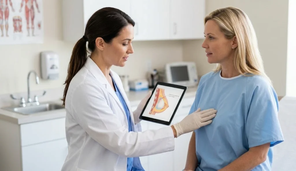 clinical examination breast implant leak diagnosis