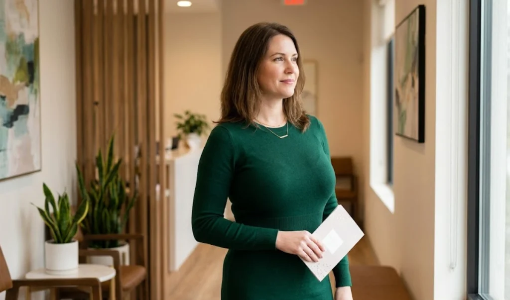 first consultation cover confident woman in clinic