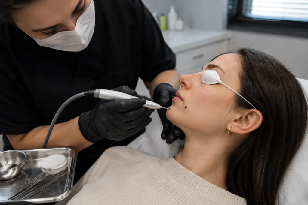 mole removal laser treatment session