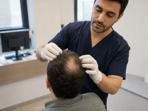 hair transplant crown hair area of a patient