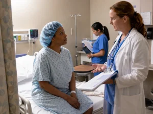 hysterectomy patient consultation hospital room