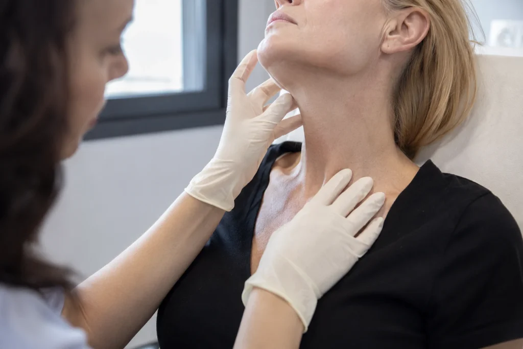 natural necklift neck examination close up