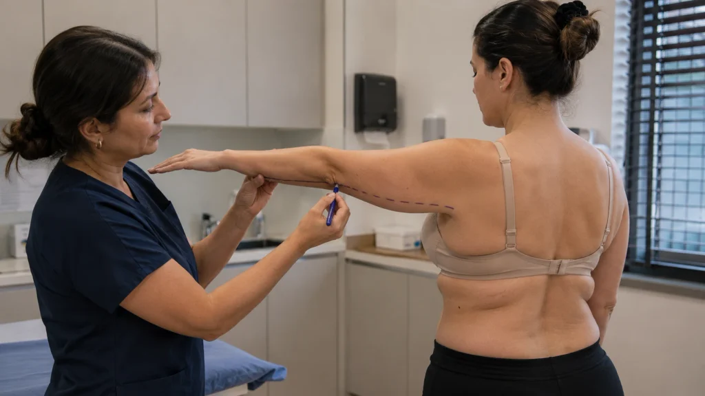 brachioplasty upper arm surgical marking consultation