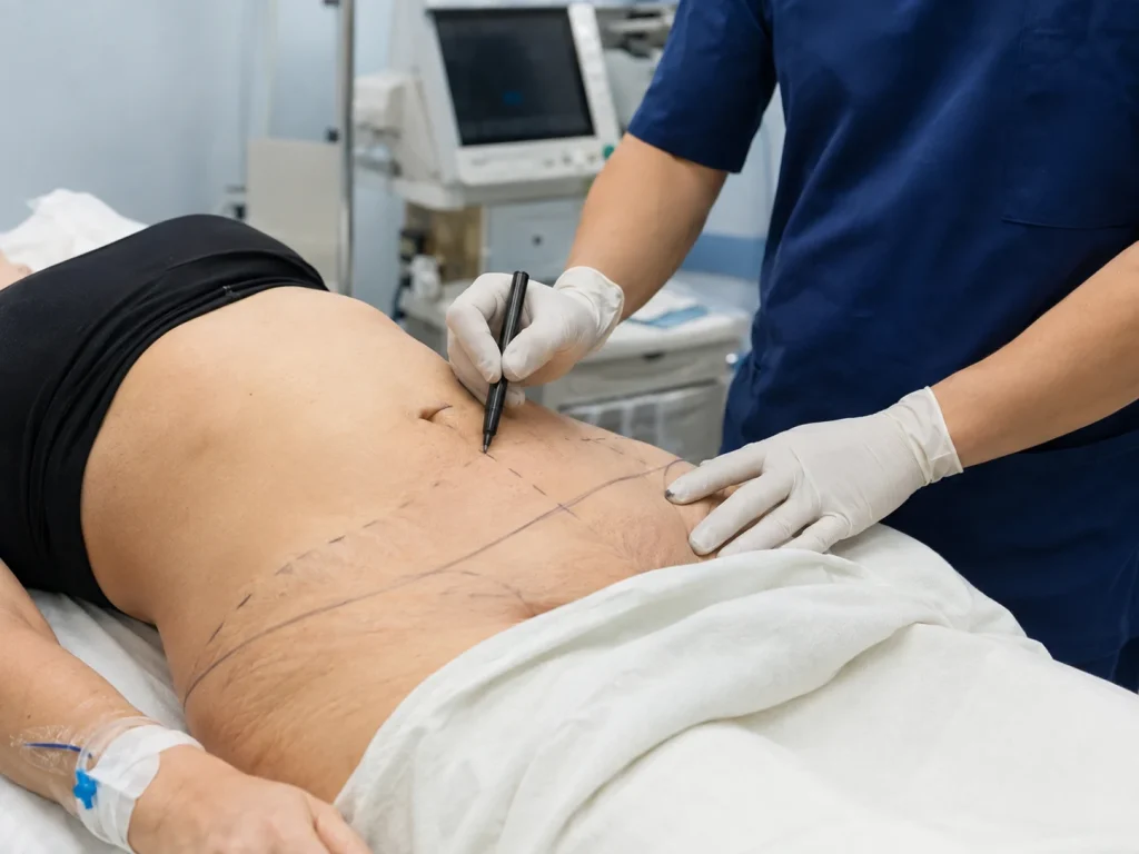 tummy tuck lines before the surgery